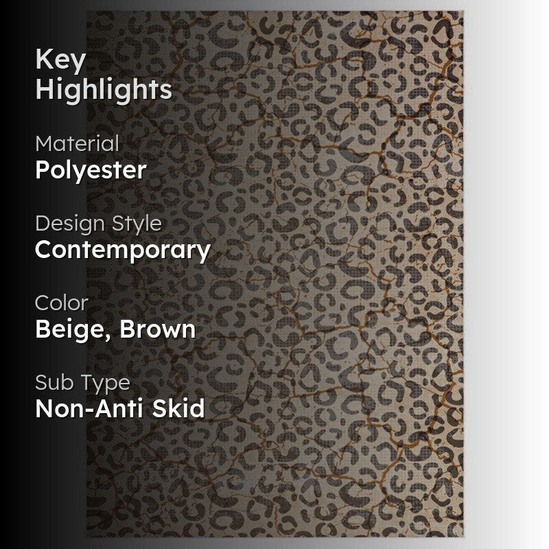 Beryl Abstract Polyester Anti-Skid Carpet - Beige & Brown media 2