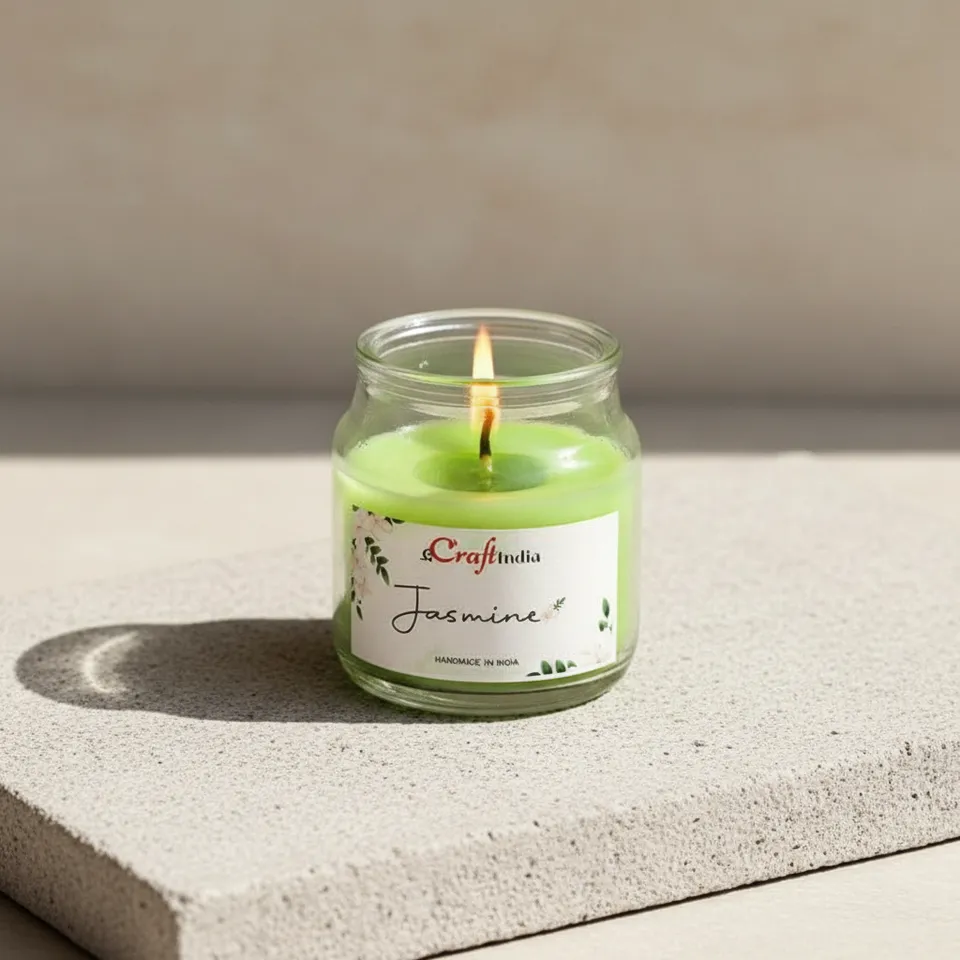 Nithya Jasmine Scented Jar Candle media 1