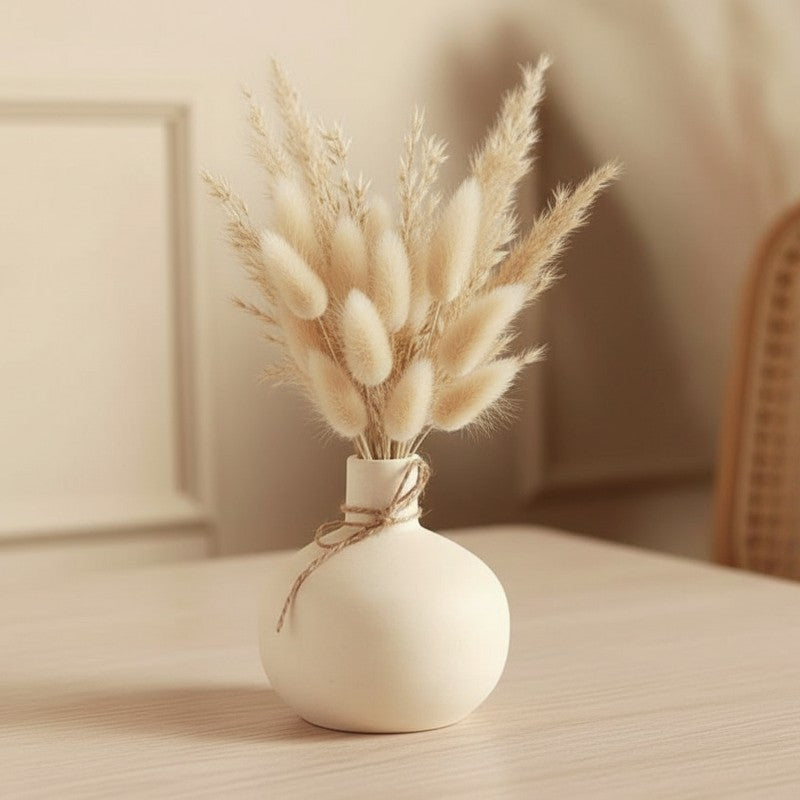Round Ivory Minimal Ceramic Vase media 6