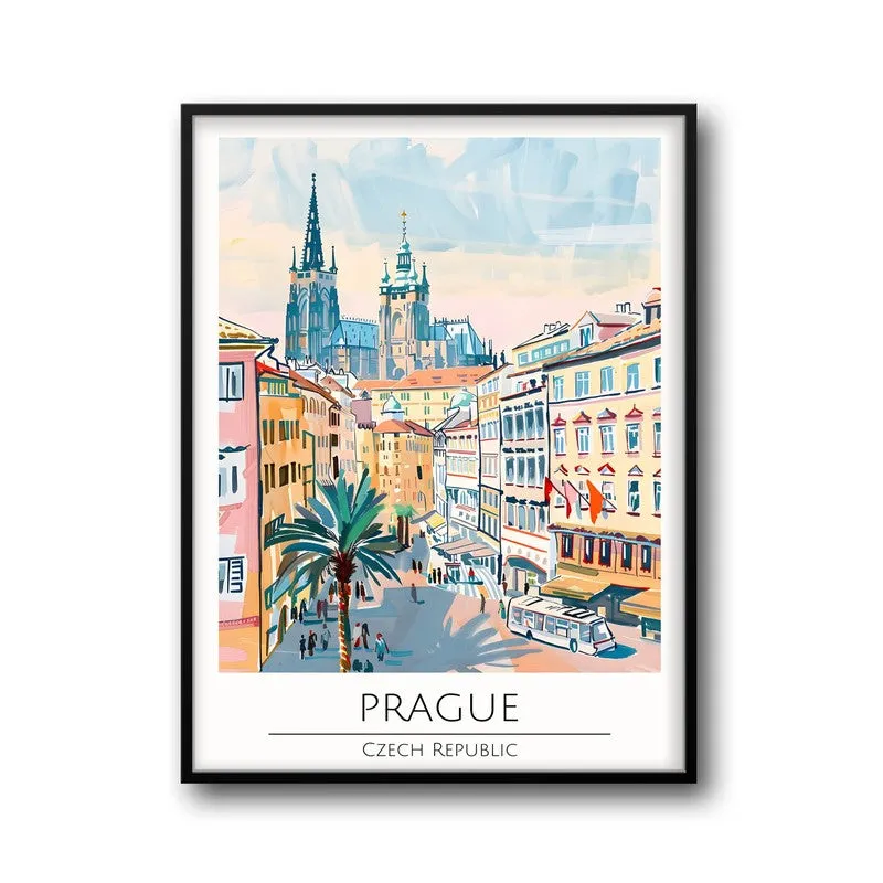 Vintage Prague Framed Canvas Wall Painting media 5