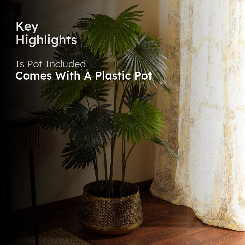 Faux Realistic Areca Plant With Black Plastic  Pot - 5.2 Feet media 2