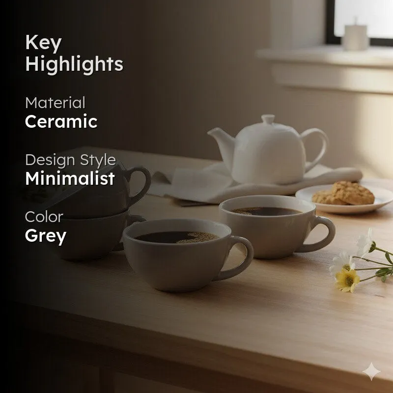 Urban Ceramic Tea Cup (240 mL Each) - Set Of Four media 2