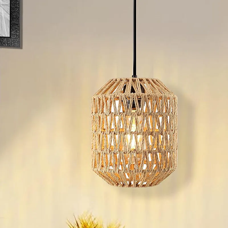 Casa Cane Oval Raffia Ceiling Lamp - Beige media 1