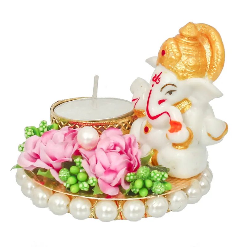 Lord Vinayak Pooja Tealight Candle Holder media 4
