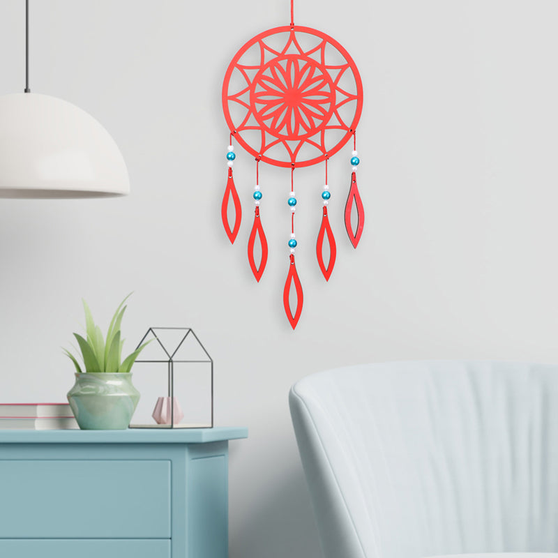 Flower Charm Dream Catcher - Red