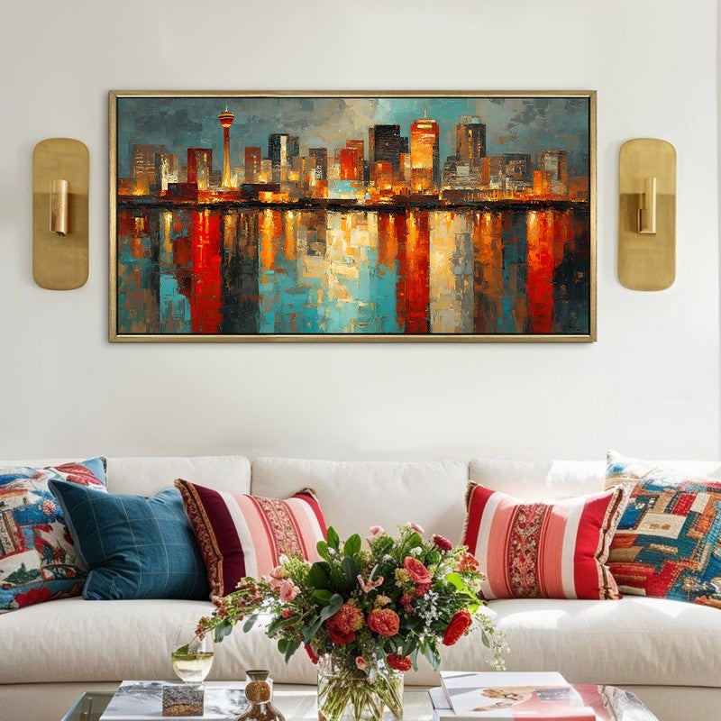 Electric Nights Canvas Wall Painting With Frame