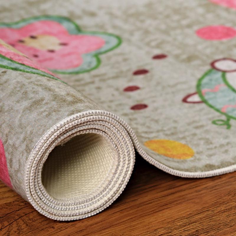 Mellow Melon Kids Polyester Anti-Skid Carpet - Beige & Pink media 8