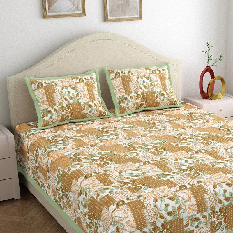 Ethnic Nest Cotton Bedsheet (Beige,Brown) - 120 TC media 3