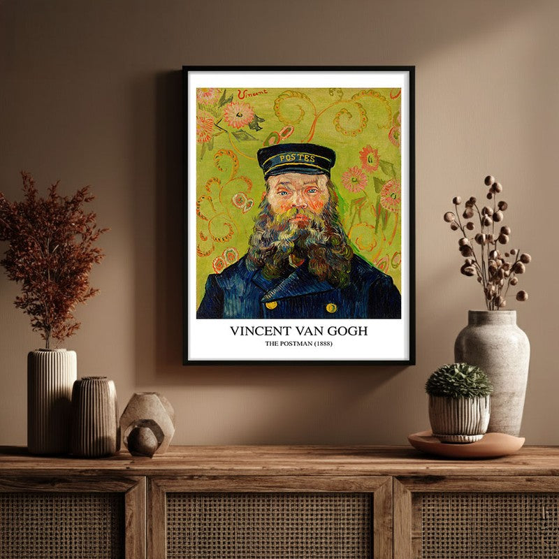 The Postman Vincent Van Gogh Archival Canvas Wall Painting - Black Frame