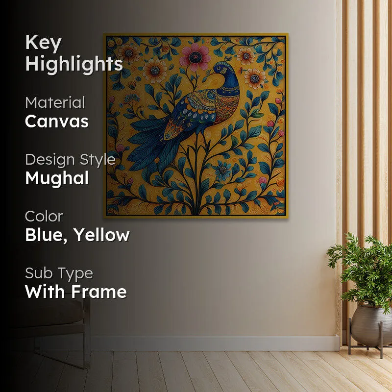 Vibrant Mayukha Canvas Wall Painting With Frame - Gold media 2