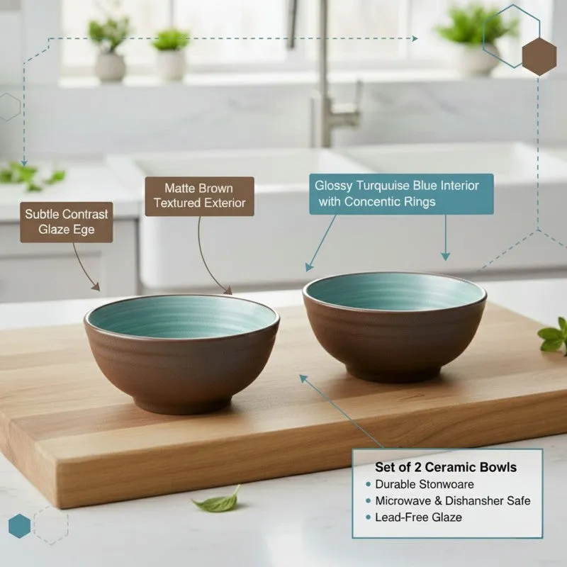 Bowluxe Ceramic Snack Bowls (Green, 180 mL Each) - Set Of Two media 5