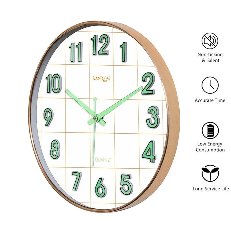 Opulent Analog Plastic Wall Clock - Gold & Green media 7