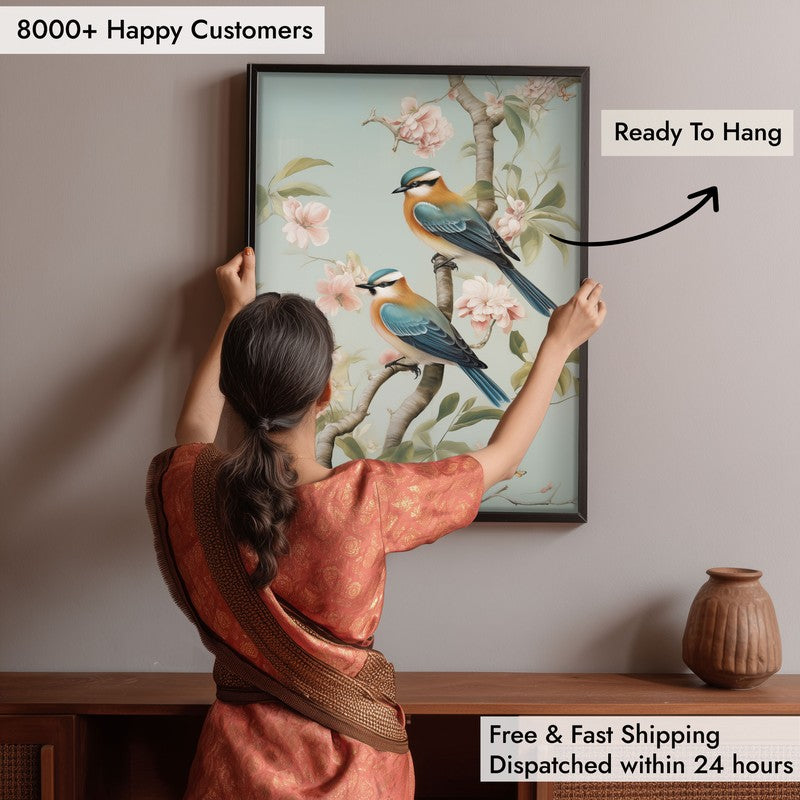 Whimsical Aviary Archival Canvas Wall Art - Black Frame media 6
