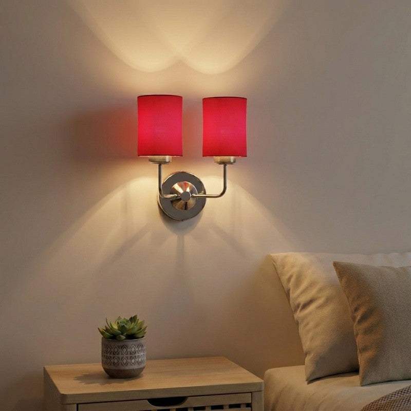 Crimson Duo Cotton Wall Lamp - Red