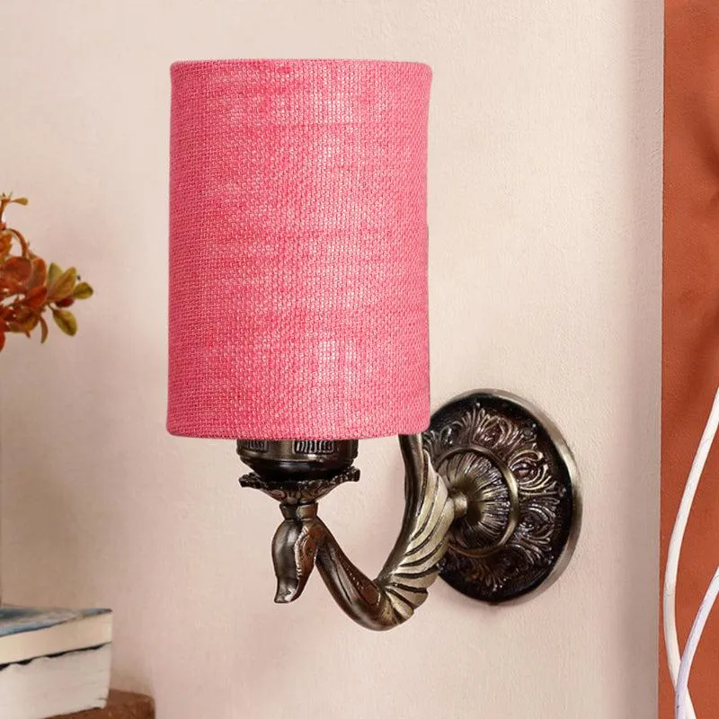 Amro Retro Fabric & Metal Wall Lamp - Red media 3