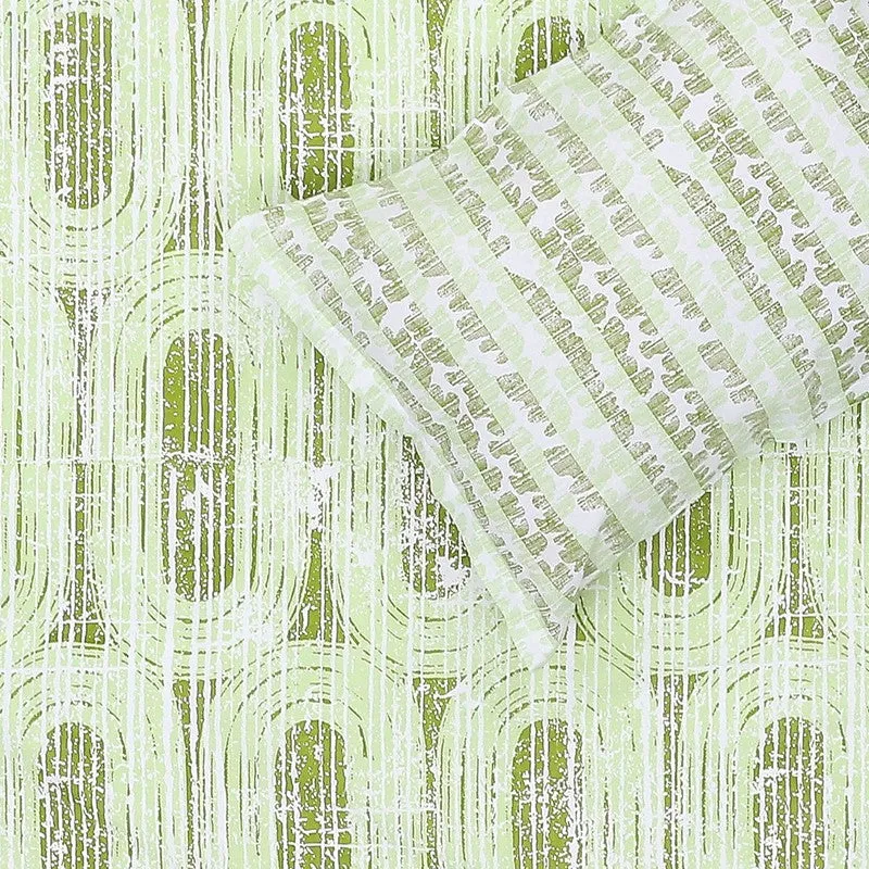 Monte Carlo Striped Ovals Cotton Bedsheet (Green) - 104 TC media 6