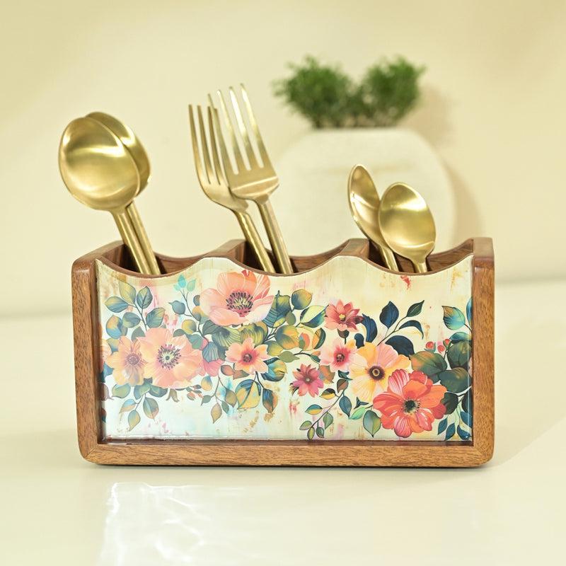 Phooldaan Handcrafted Mango Wood Cutlery Stand media 4