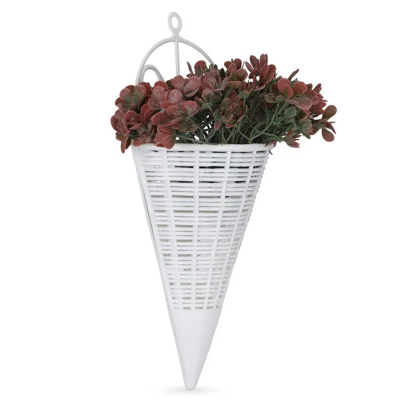 Artificial Flowers (Red) with Pot - Set Of Two media 5