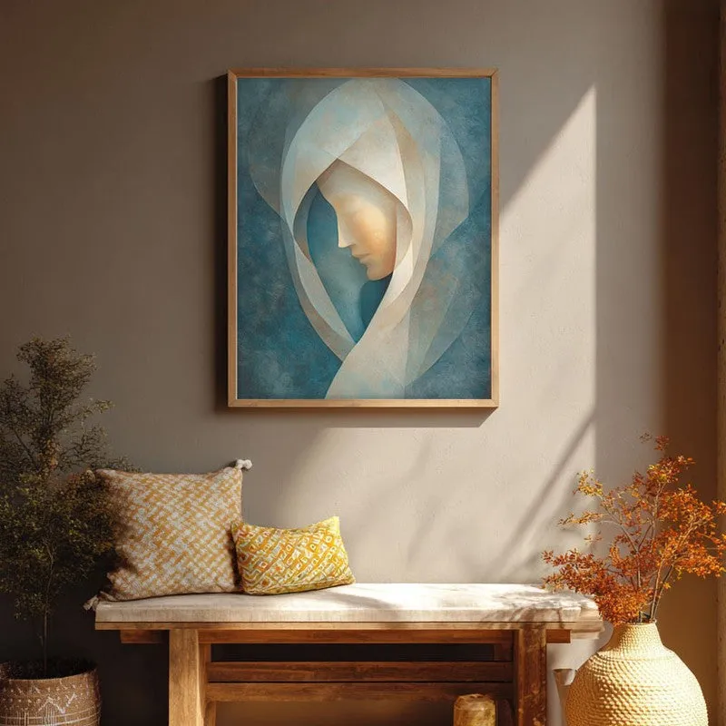 Holy Mary Abstract Archival Paper Wall Painting With Brown Frame media 1