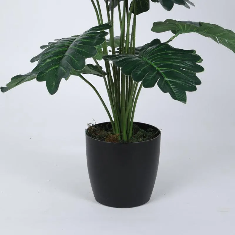 Faux Mini Philodendron Silk Artificial Plant With Black Plastic Pot - 2.13 ft media 4