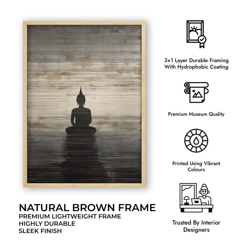 Enlightened Buddha Archival Paper Wall Painting With Brown Frame media 9