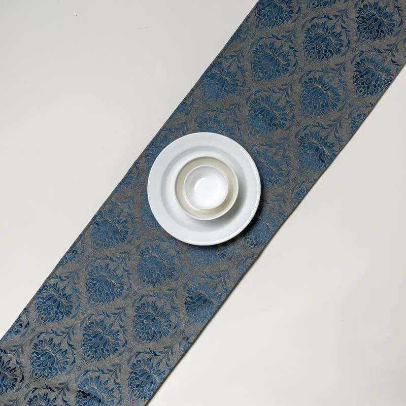 Pierre Paisley Jacquard Table Runner- Dark Blue media 1