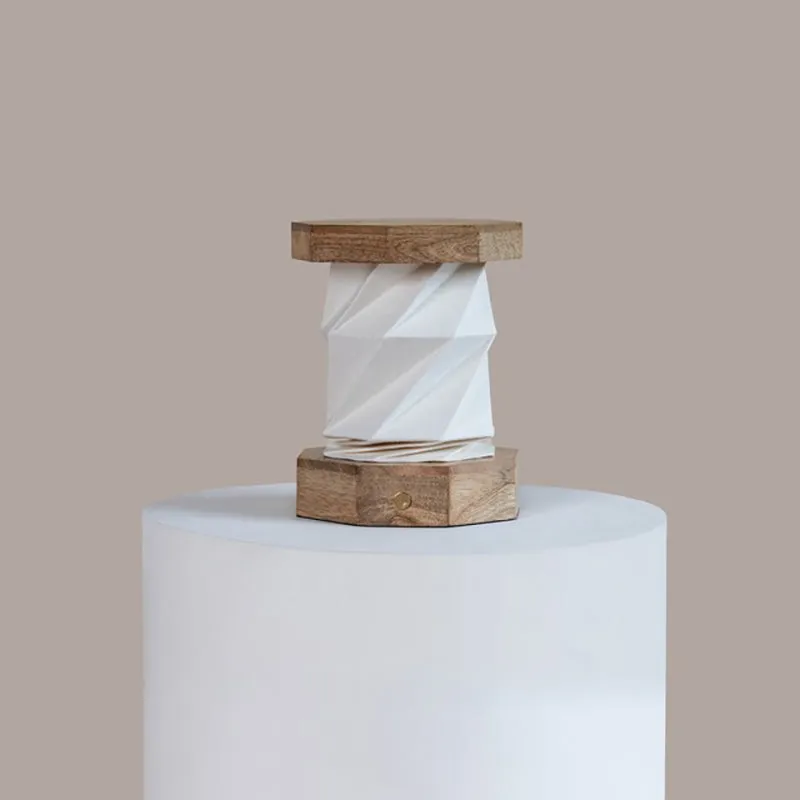 Fig Living Foldplay Cotton Table Lamp - Ivory,Brown media 8