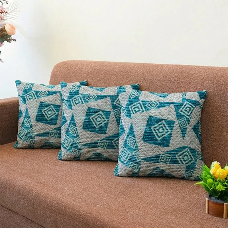 SquareDrift Cushion Cover (Blue) - Set Of Three media 1