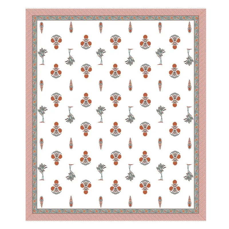 Ethnic Aura Cotton Bedsheet (Peach,White) - 120 TC media 4