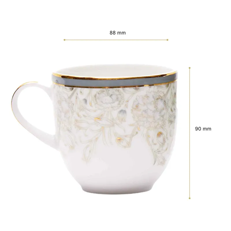 Gilded Iris Pete 24k Gold Brushed Porcelain Coffee Mug (300 mL Each/Grey) - Set Of Four media 8