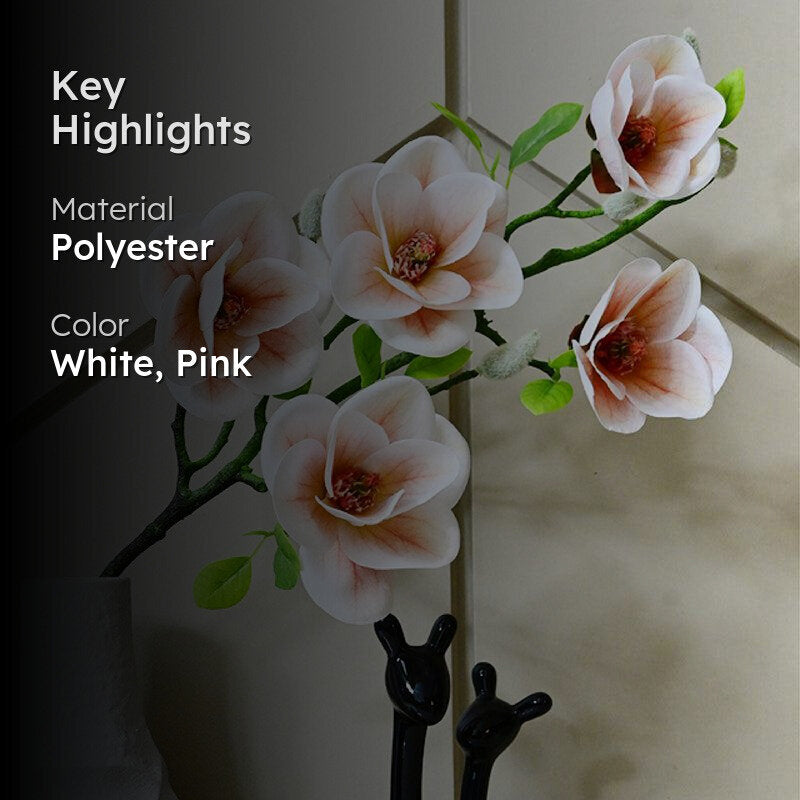 Artificial Decorative Magnolia Flower Stick - Peach media 2