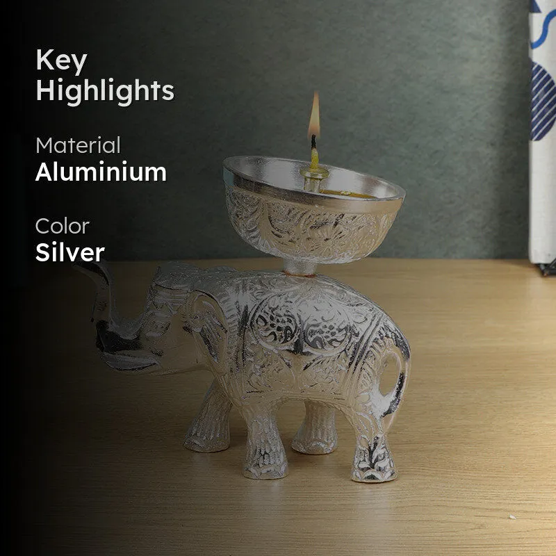 SIlver Haathi Aluminium Diya media 2