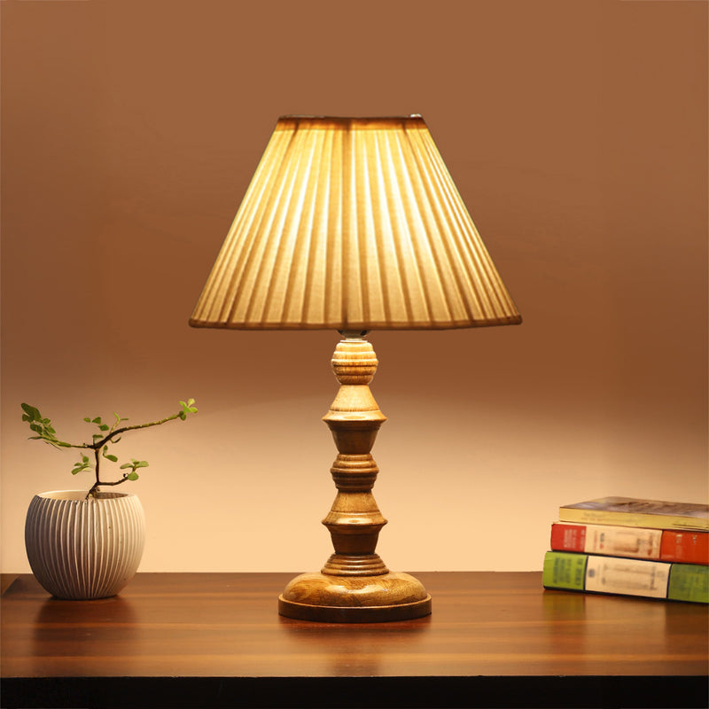 Pleatra II Timber Wooden Table Lamp - White,Brown