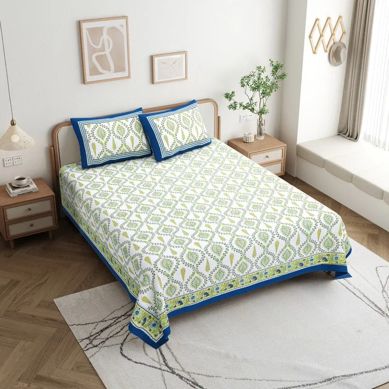 Ambi Bliss Cotton Bedsheet (Green,Blue) - 180 GSM media 3