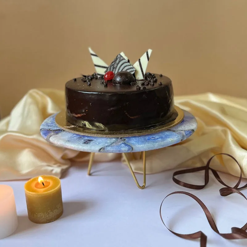 Myrla Handcrafted Agate Cake Stand - Blue media 1