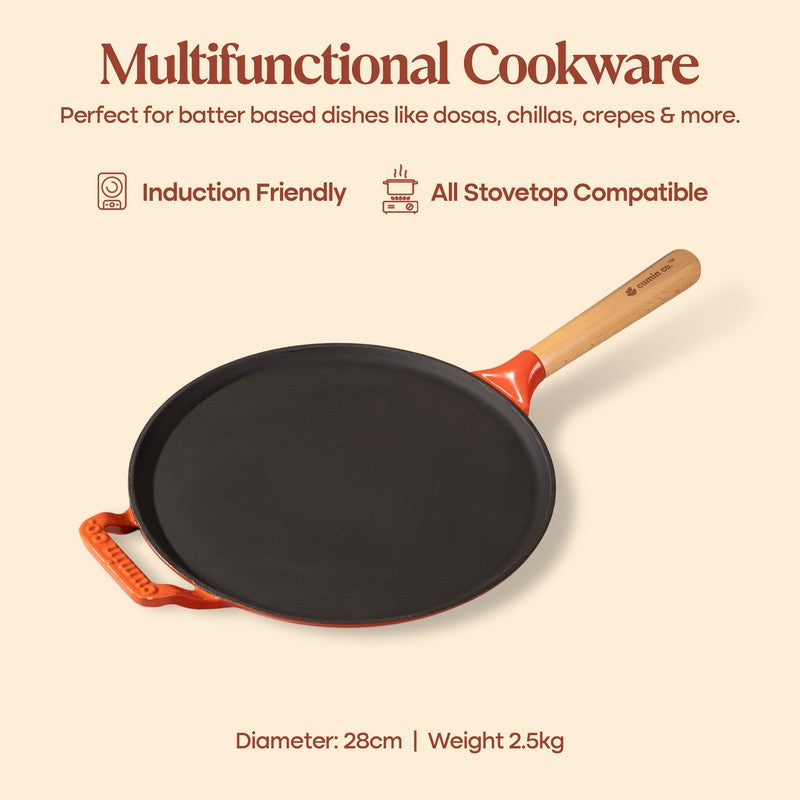 Cumin Co Enamel Cast Iron Dosa Tawa (Rust,Black) - 28 cm media 5