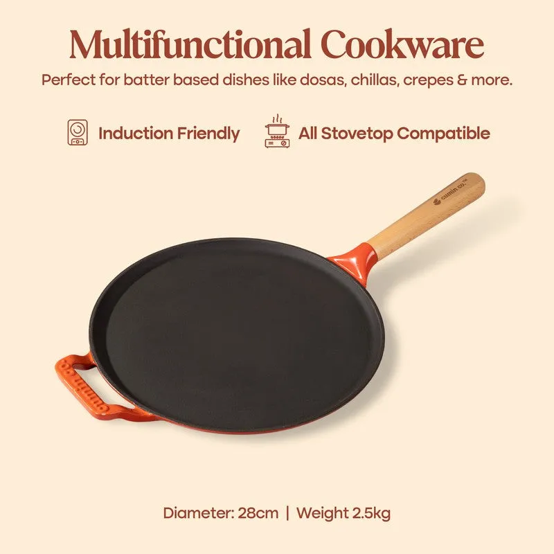 Cumin Co Enamel Cast Iron Dosa Tawa (Rust,Black) - 28 cm media 5