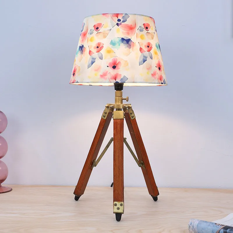 Luna Borealis Fold Printed Tripod Mango Wood Table Lamp - Multicolor media 2