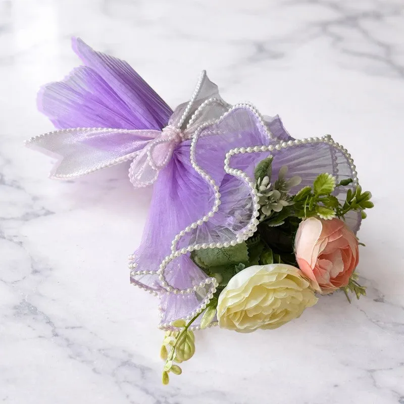Pearl Trim Rose Artificial Flower Bouquet media 4
