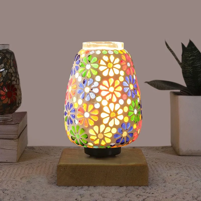 Auren Glass Table Lamp With Wooden Base - Multicolor media 3