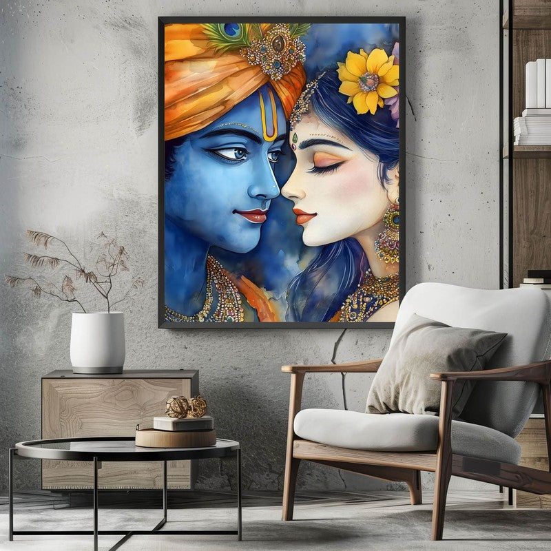 Vrindavan's Heart Spiritual Archival Paper Wall Painting With Frame - Black media 3