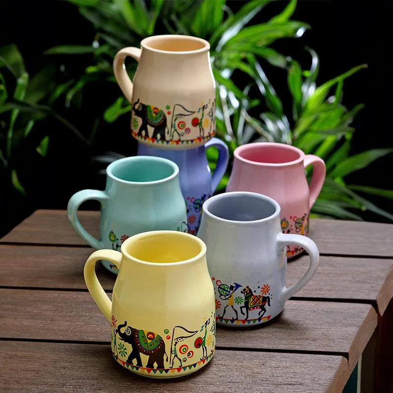 Elephenta Ceramic Tea Cup (220 mL Each) -  Set of Six media 1
