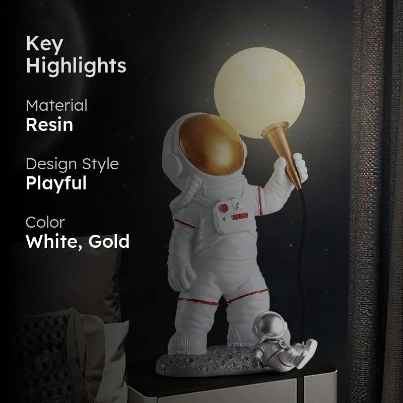 Luna Space LED Resin Table Lamp - White,Gold media 2