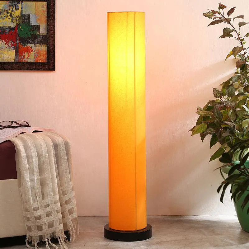 Eshe Wooden Tower Floor Lamp - Black - Yellow media 1