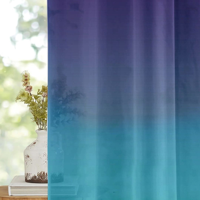 Ombria Linen Texture Sheer Curtain (Blue,Purple) - Set Of Two media 4