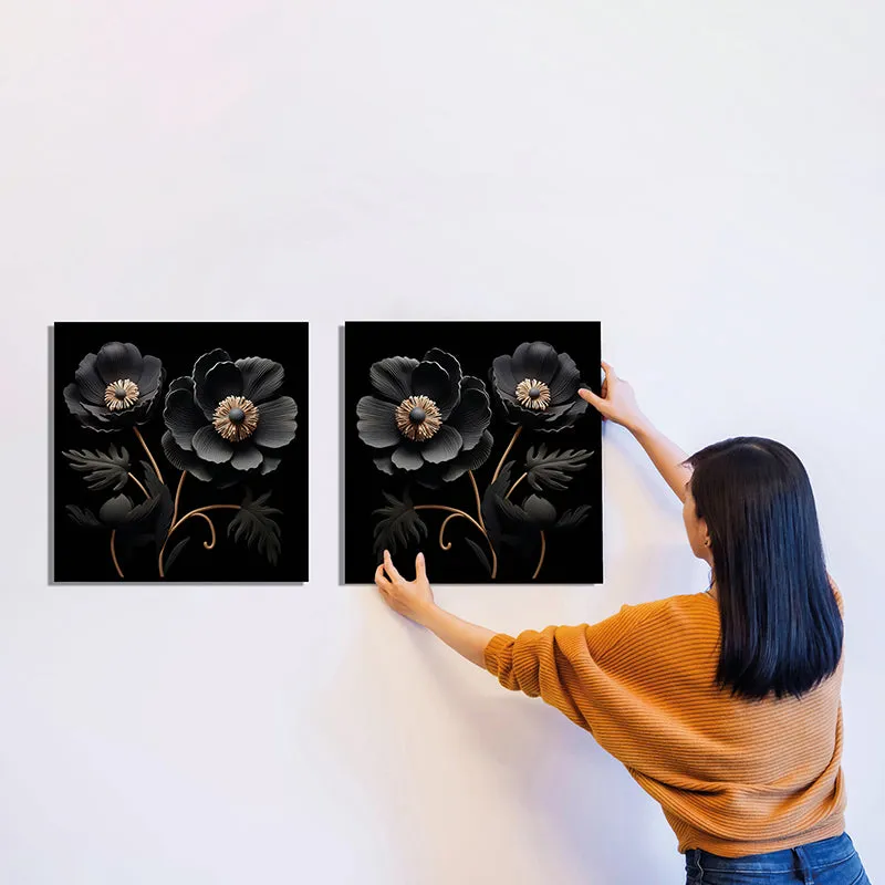 Ebony Poppy Canvas Wall Art - Set Of Two media 6