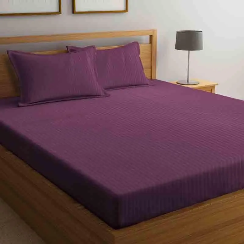 Striped Wonder Bedsheet (Magenta) - 140 GSM media 3