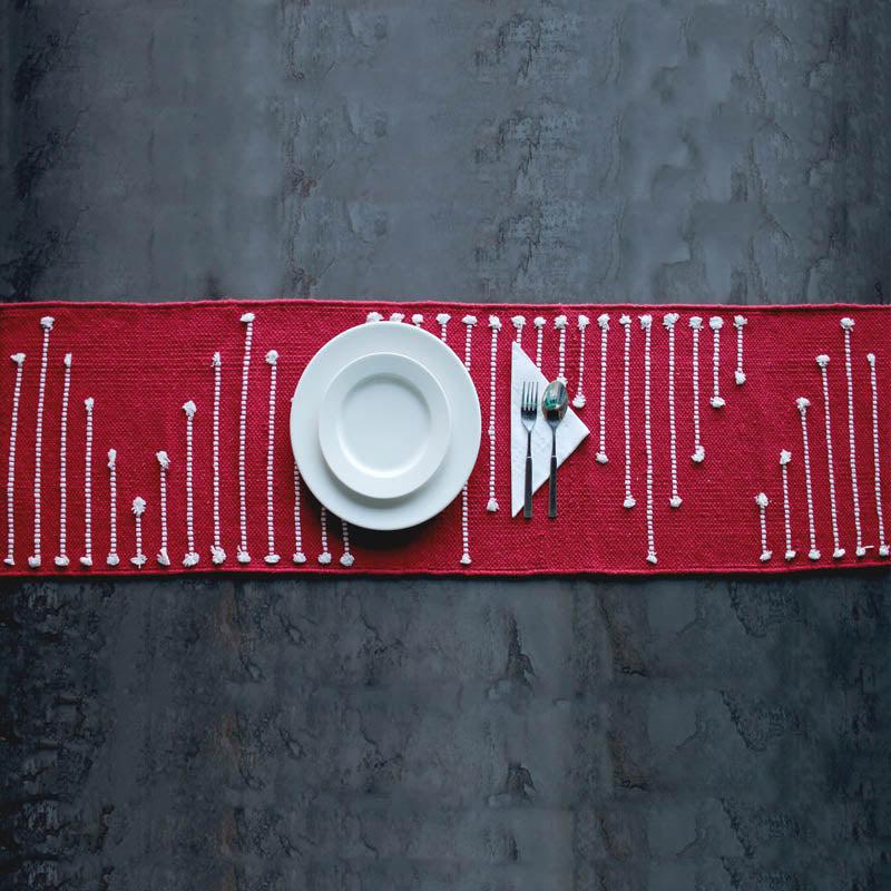 Samona Handwoven Cotton Table Runner - Red media 3