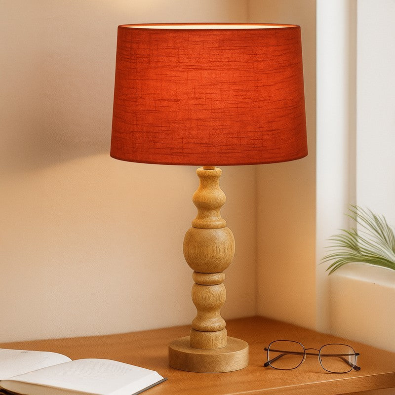 LumiForm Adjus Wooden Table Lamp - Red,Brown