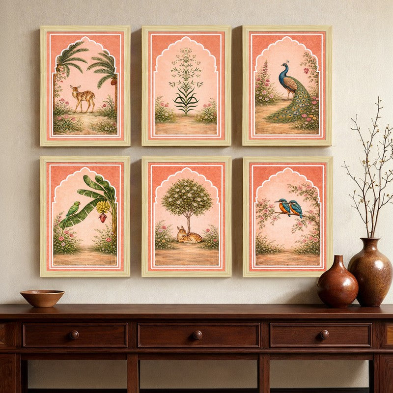 Echoes of Mewar Paper Wall Painting With Frame - Set Of Six media 6